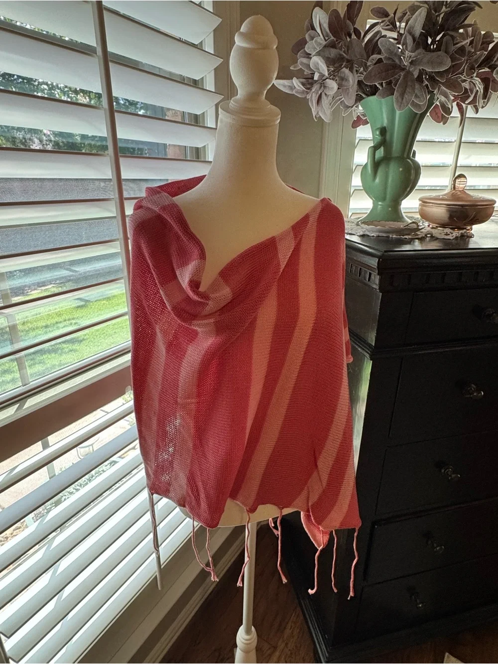 Abercrombie & Fitch Pink Striped Shawl Wrap